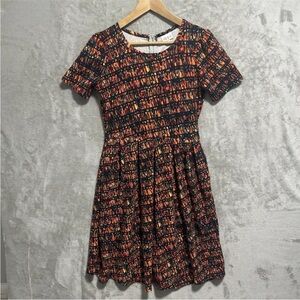 LuLaRoe Women's Size M Amelia Dress  Multicolor Mid Length Fall Colors Geometric